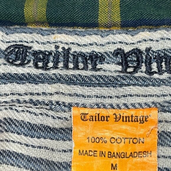 TAILOR VINTAGE 100% Cotton Reversible Long Sleeve Button Down Plaid Shirt EUC -M - Picture 11 of 12